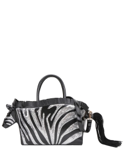 Zebra Satchel Handbag 1038 BLACK